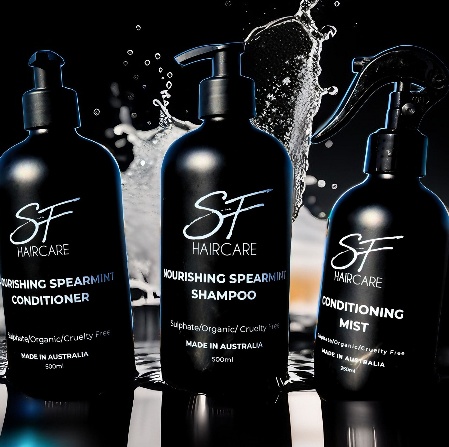 Essentials Shampoo / Conditioner 500ml & Conditioning Mist 250ml (pre filled glass bottles)