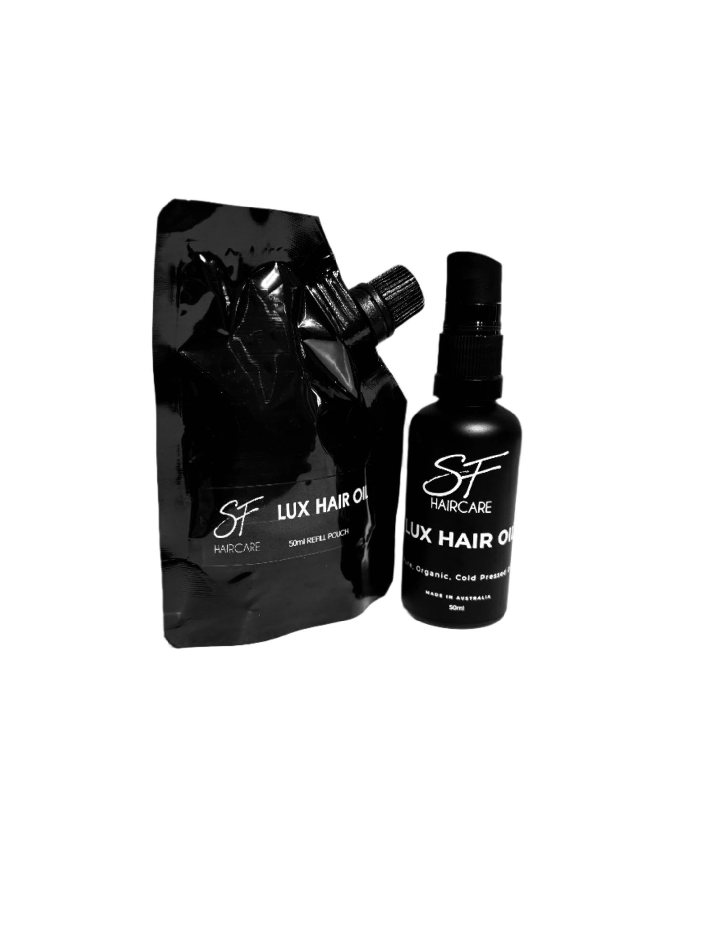Lux Hair Oil Glass Bottle 50ml (pre filled) - SFHaircare