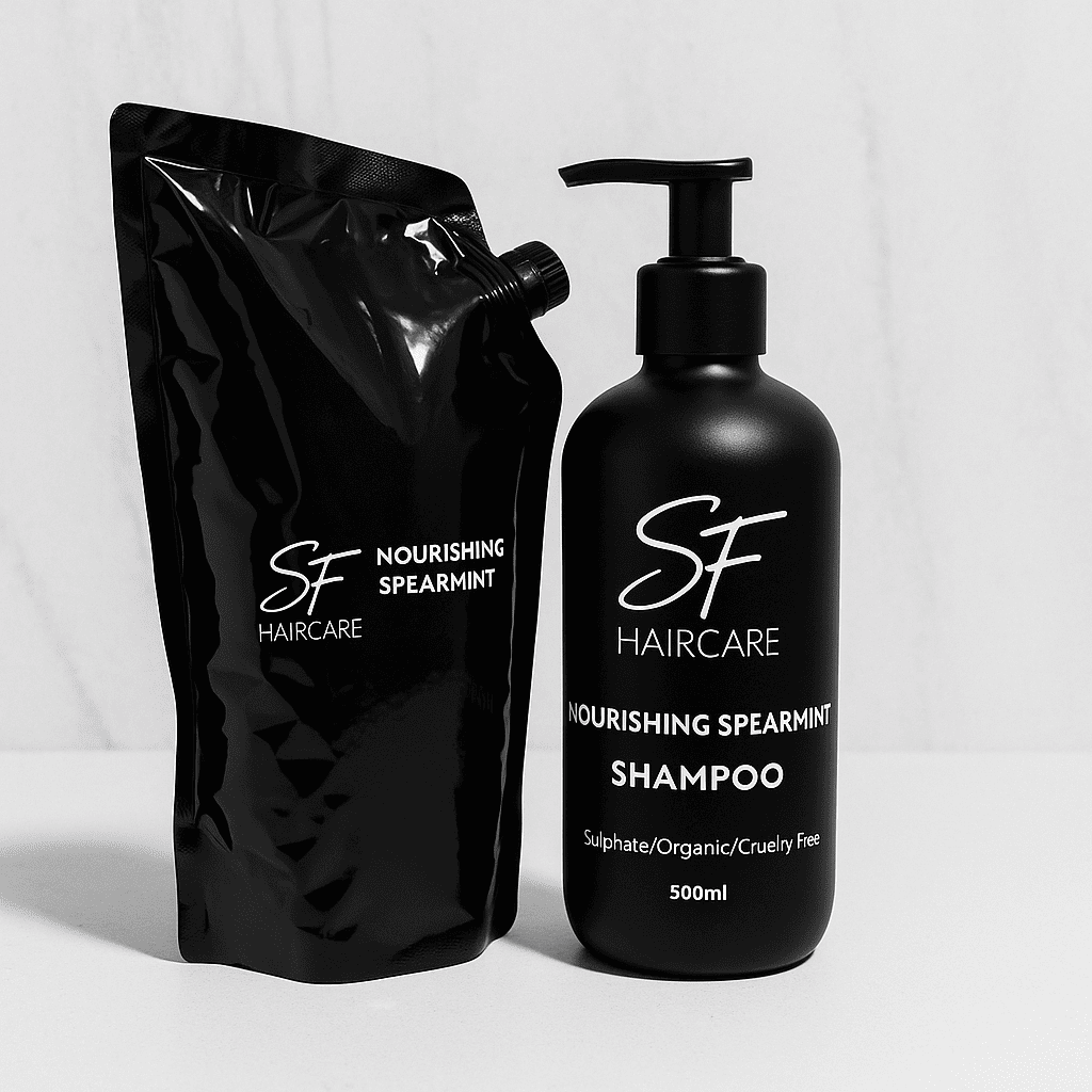 Nourishing Spearmint Shampoo 500ml Empty Bottle + Refill Pouch