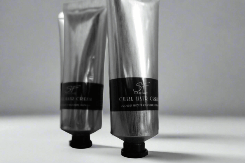 Close-up of SFHaircare Curl Cream texture – defines curls and adds shine