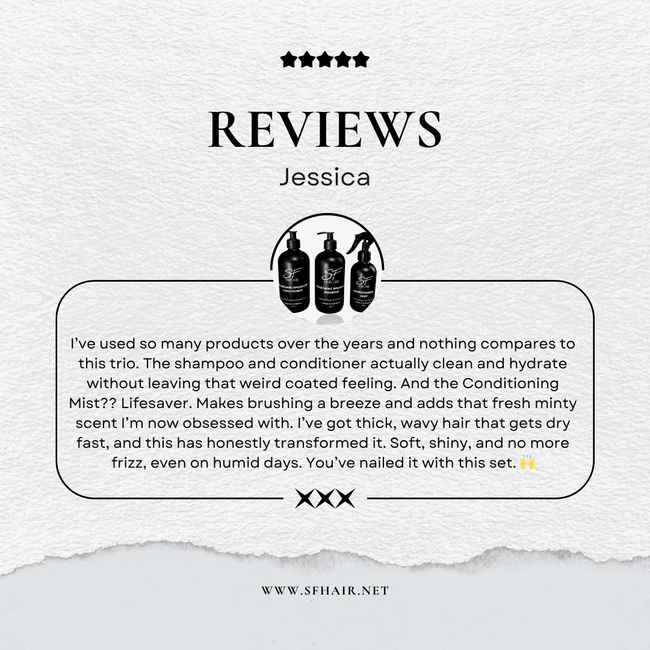 Essentials Trio Refill Pouch Shampoo/Conditioner 500ml / Conditioning Mist 250ml - SFHaircare