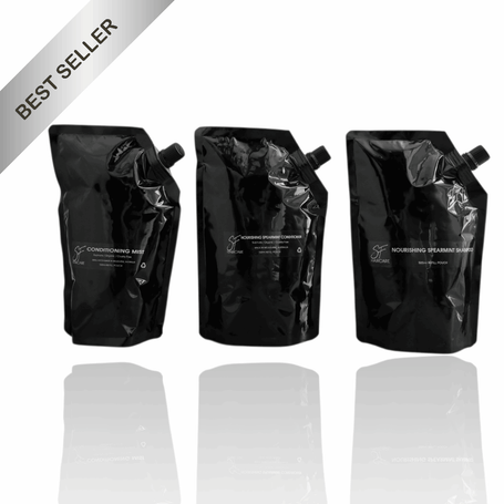 Essentials Trio Refill Pouch Shampoo/Conditioner 500ml / Conditioning Mist 250ml - SFHaircare