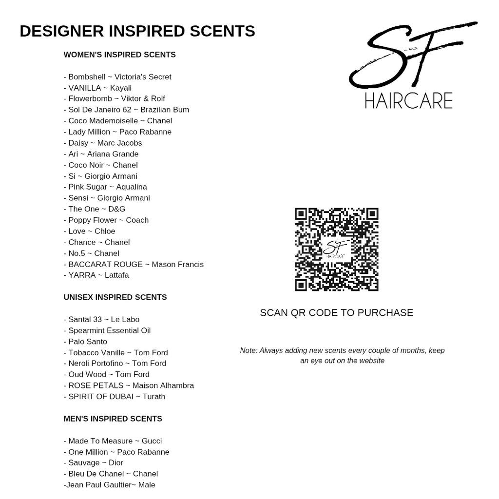 Inspired Lux Car Air Freshener Perfume Scents - SFHaircare