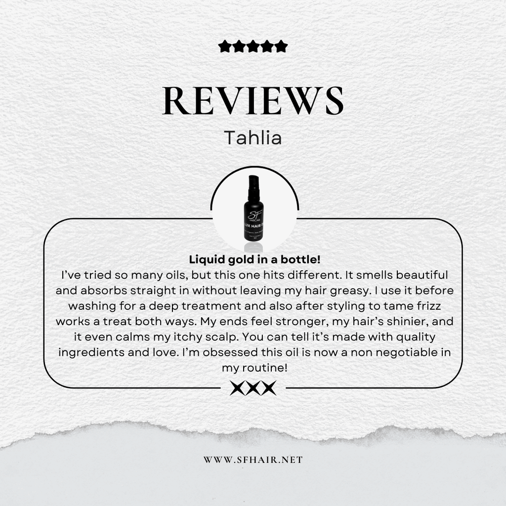 Lux Hair Oil Glass Bottle 50ml (pre filled) - SFHaircare