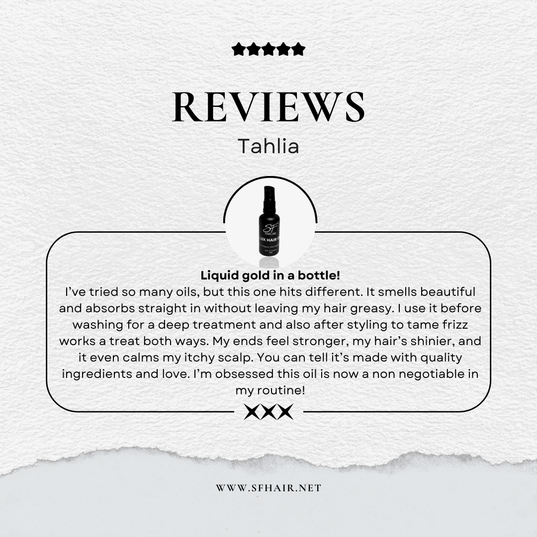 Lux Hair Oil Glass Bottle 50ml (pre filled) - SFHaircare