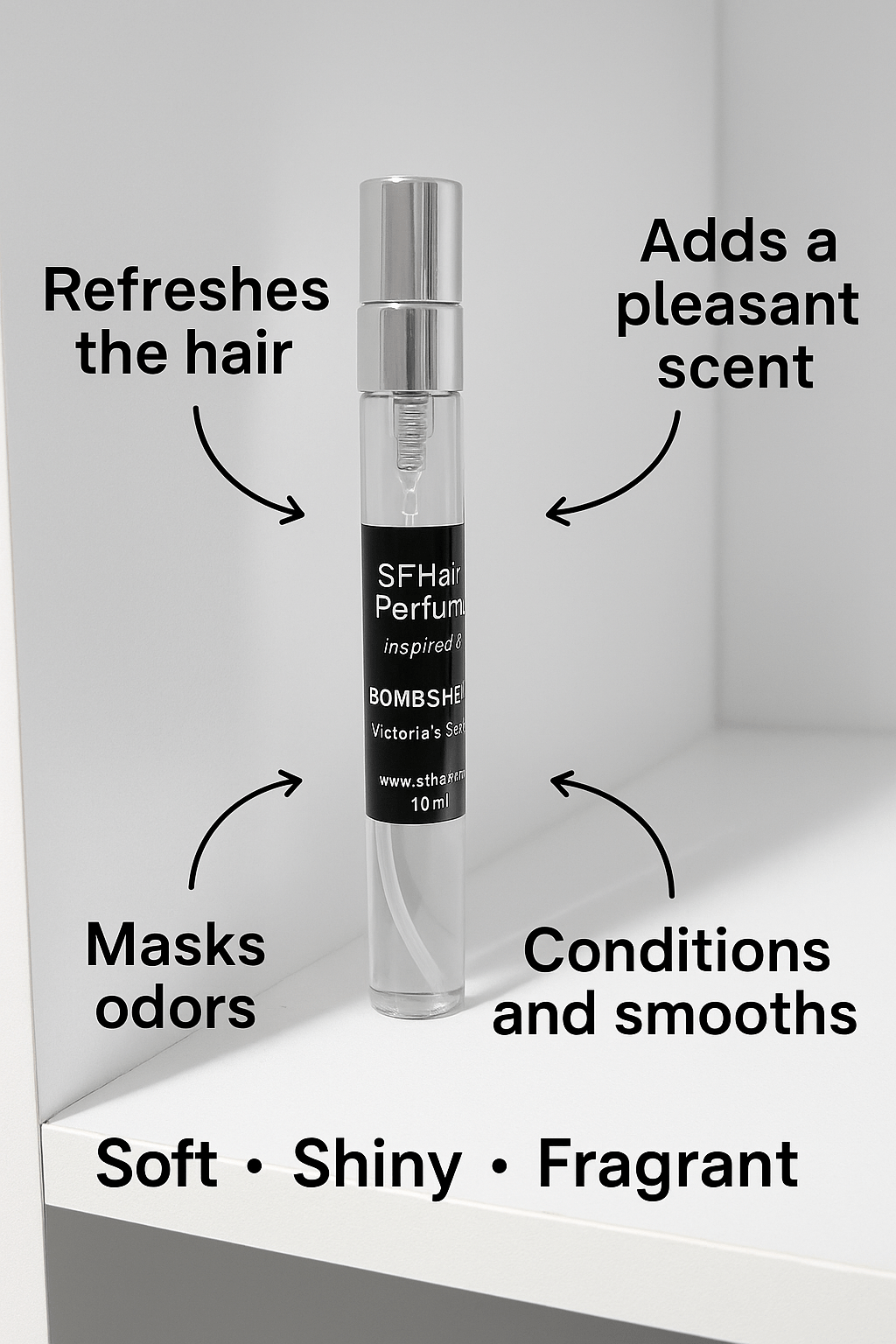 Luxury hair perfume mist for soft, glossy and fresh-scented hair